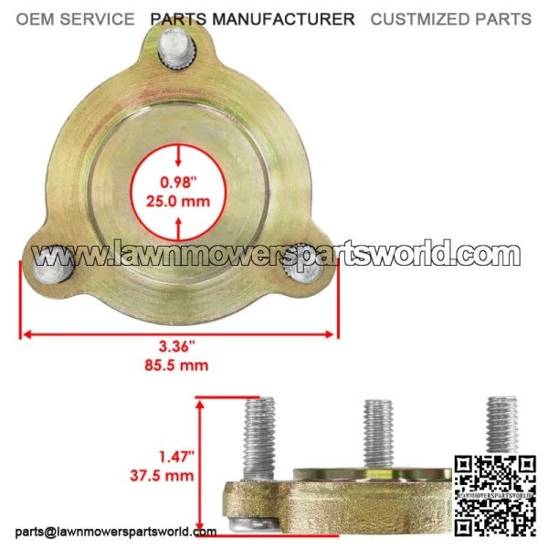127-0557 Deck Spindle Pulley Hub w/ Studs for Toro Spindle 127-0560 / 127-0570 - Image 2