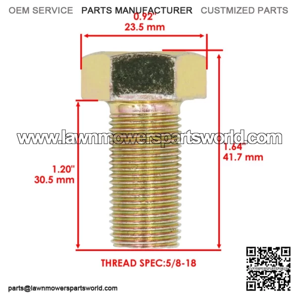 539103299 Deck Spindle Bolt For Husqvarna BX34 BZ27 BZ6127 BZ6134 WH5221 IZ4217 - Image 2