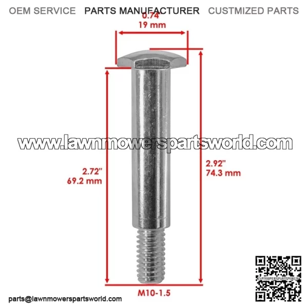 2108765SM 2108765 Deck Wheel Bolt for Briggs & Stratton Ferris Murray / 714760SM - Image 2