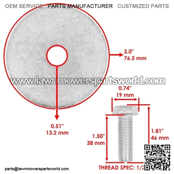 44506BH 44040BH Deck Spindle Blade Bolts & Washers For Bush Hog ES1744 ES2052 - Image 2