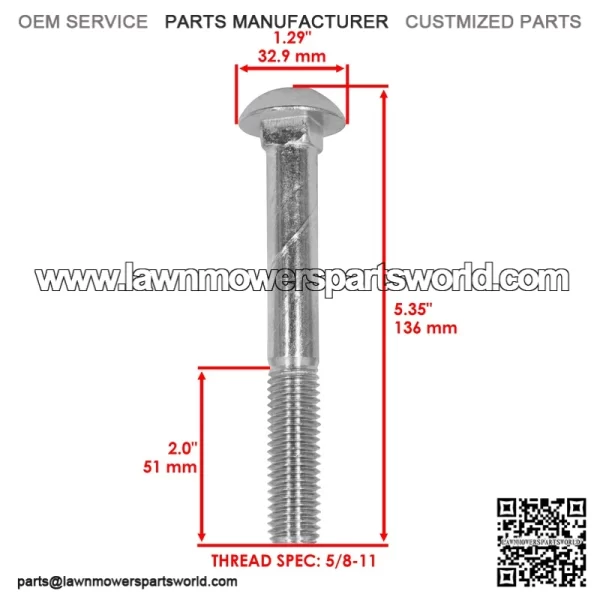 50" Deck Wheel Roller Bolt for Dixie Chopper Classic 2550 2750 2750HP / B-278 - Image 2