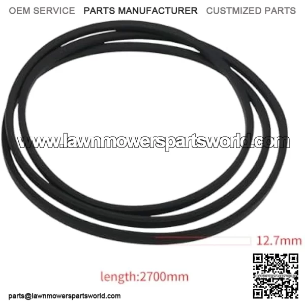 Drive V-belt width 12.7 mm length 2700 mm lawn mower tractor belts compatible with Husqvarna CTH171 CT151 CTH135 CT130 CTH151, 5310054-78, 532020-09 - Image 2