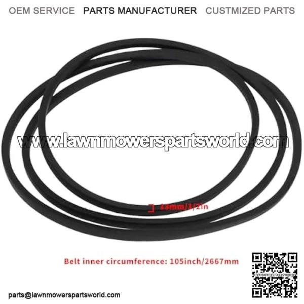 Mower Belt Mower Belt 105 Inch Long Deck Belt Compatible with Husqvarna CT130 CTH151 CTH171 CTH140 Twin OEM 531007550/532165555 - Image 2