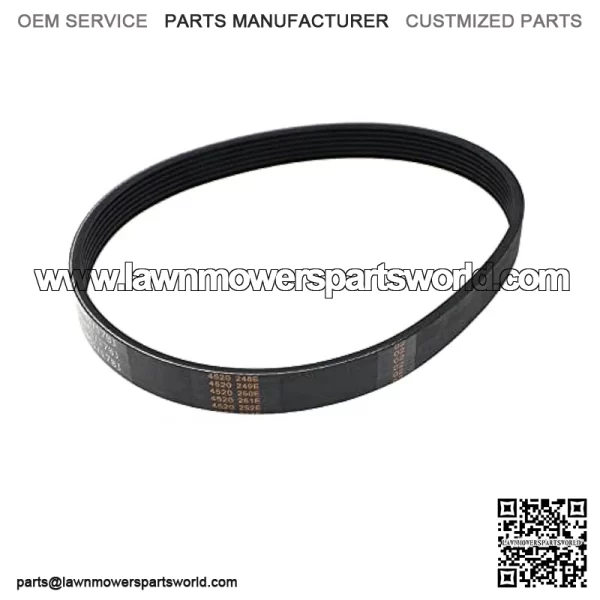 7PJ451 drive belt compatible with Bosch Rotak 320 lawn mower, 7 ribs closed loop, replacement rubber timing belt, width 16 mm, circumference 451 mm - Image 2