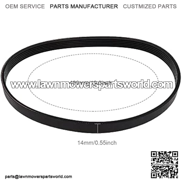 6PJ490 Lawn Mower Drive Belt Rubber Black 14mm Width 490mm Circumference Closed Loop Timing Belt Compatible with Qualcast M2E1032M M2E1232M - Image 2