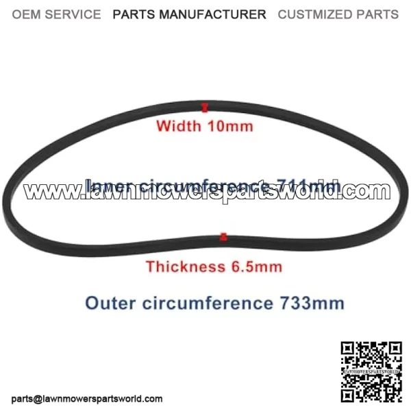 Create idea 1 x V-belt for lawn mower O711Li rubber drive belt, inner circumference 711 mm, width 10 mm, thickness 6.5 mm, compatible with Fuxtec FX-RM2050 FX-RM2055 FX-RM2060 - Image 3