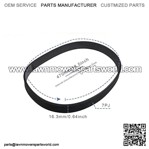 7PJ470 470mm circumference mower drive 16.3mm wide rubber synchronous closed timing belt compatible with QUALCAST RM37 M2EB1437M M2EB1537M M2EB1637M mower - Image 3