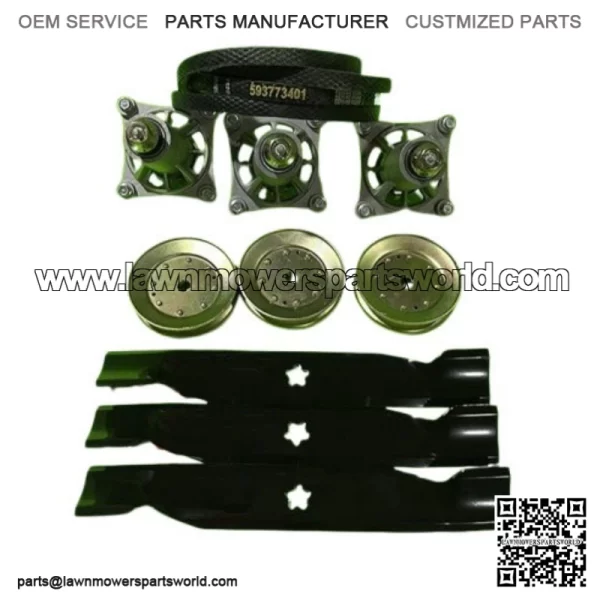 YTH2348 48" MOWER DECK PARTS REBUILD KIT SPINDLES PULLEYS BLADES BELT