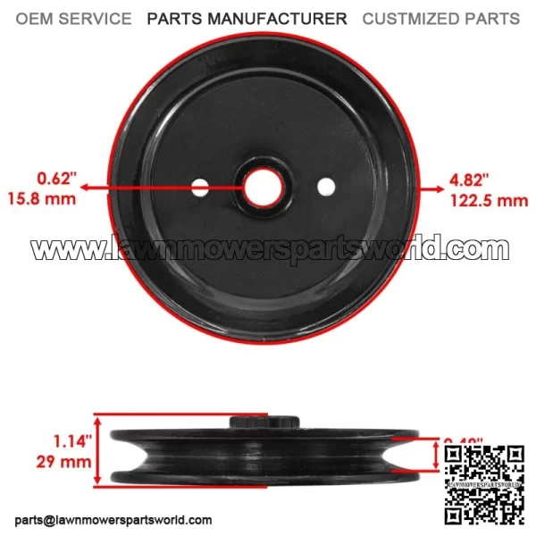Deck Spindle & Pulley for Toro 05-36MR03 05-36MR04 36" / 05-37SC01 05-37SC02 37" - Image 3