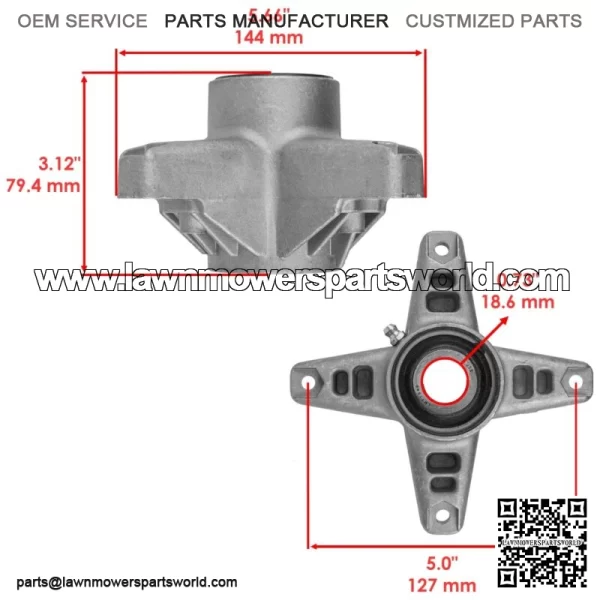 42" Deck Spindle & Pulley for Cub Cadet LT1018 13AB11CG710 13AX11CG710 618-3129 - Image 2