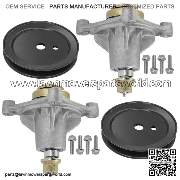 42" Deck Spindles with 4.8" OD Pulley for Hustler Raptor / Dash XD 604214 603987 - Image 5