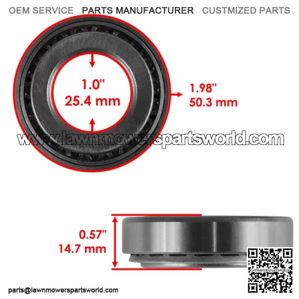Front Caster Yoke Fork Bearings for Gravely Pro-Ride 254 260 266 Mower 00145555 - Image 2