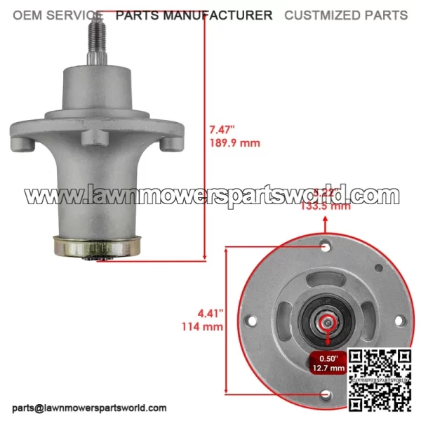 52" Deck Spindle w/Pulley & Blade Redmax CZT52 / Jonsered Z52XF / Dixon Ultra 52 - Image 2