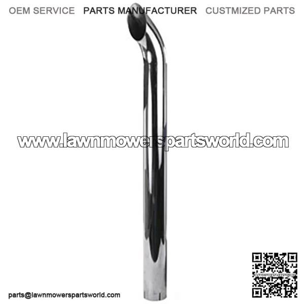 48" Curved Chrome Exhaust Pipe Stack Slotted 3-3/4" ID Fits John Deere ZNL89375C