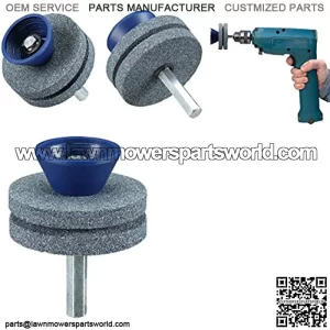 ??2021 New?? Double Layer Corundum Lawn Mower Blade Sharpener, Universal Wear Lawnmower Blade Sharpener for Any Power Drill/Hand Drill, Double-Layer Grindstones Easy to Use and Not Easy Damage-(Gray)