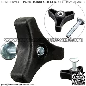Triangle Handle Knob Nut Screw Bolt Black for Lawn Mower Machine Garde