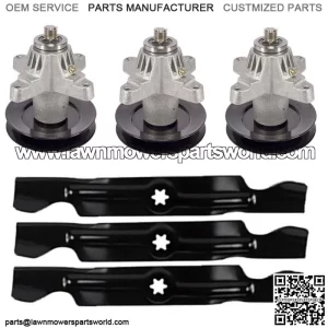 Lawn Mower Spindles Kit w/ 2-in-1 Blades Fits Cub Cadet RTZ50 RZT-L50 RZT-S50