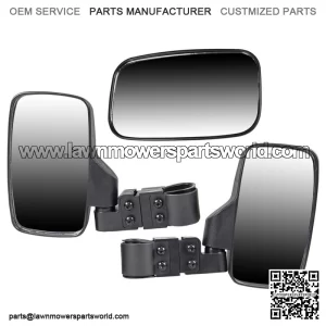 Black Breakaway Side Rear View Mirror for Offroad UTV 1.75 Inch Cage 1998-2019 (For: John Deere Gator HPX HPX815E)