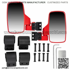 Red Breakaway Side Rear View Mirror for Offroad UTV 1.75 Inch Cage 1998-2019 (For: John Deere Gator HPX HPX815E)
