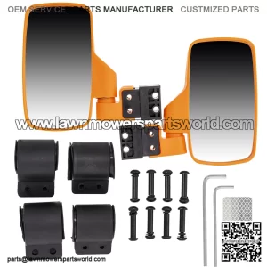 Side View Mirror Set for Polaris Ranger RZR XP 570 700 800 900 1000 Orange (For: John Deere Gator HPX HPX815E)