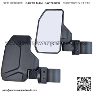 Universal Offroad UTV Rear View Side Mirror for Pioneer Polaris 900 1000 Kawasaki Can Am John Deere with 1.6" - 2" Roll Cage Bar Break Away Adjustable Arm - 1 Pair Set (Left & Right)