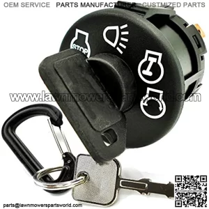 Ignition Starter Switch Replaces for Riding Lawn Mower tor - 4 Position with Headlight Control, 7 Terminal Includes 1 Umbrella & 1 Steel Key & Free Carabiner