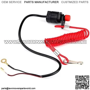Universal Motorcycle Outboard Lawn Mowers Emergency Engine Kill Stop Button Switch with W/Tether Lanyard Cord