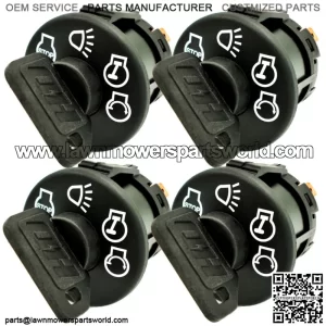(4 Pack) Ignition Switch fits John Deere GY20074 AM133597 GY20680 w/8 KEYS