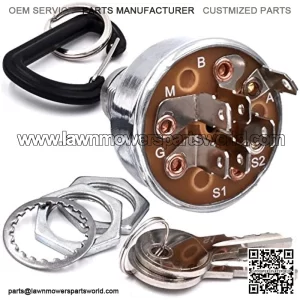 Starter Ignition Switch fits John Deere 2500 2500A 2500B 2500E Golf Greens Mowers 1200 1200A Bunker Rakes 800 V40 Aerators with 2 Keys & Free Carabiner