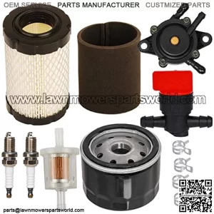 Air Filter Pre Filter Oil Fuel Filter Line Fuel Pump Spark Plug Shut Off Valve Tune Up kit Compatible with John Deere L105 LA145 D160 Z235 Z255 Replacement for MIU14395 AM125424 MIU13963