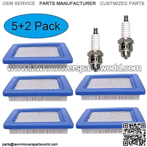 5 Pack 491588s Air Filter Compatible for 491588, Toro 20332, Craftsman 3364 with 2 Spark Plugs ,Premium Lawn Mower Air Cleaner Cartridge by KAKO