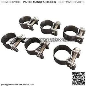 Stainless Steel Fuel Line Mini Clamp ( .55"-.63" (14-16 mm)), for Go Karts, Motorcycles, Boats, Fuel Filters, Rubber and Silicone Vacuum Tubing, Includes 6 Stainless Steel Clamps, by Tech Team