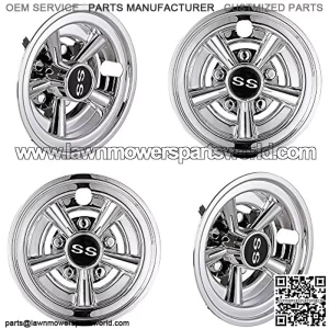 4pcs 8" Golf Cart Wheel Cover Hub Cap Chrome Finished 5-Spoke Compatible with EZGO Club Car Yamaha Easy Snap-in