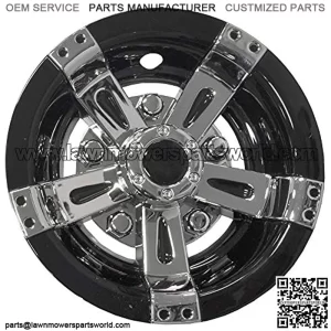 (Set of Four) 8 inch Maverick Golf Car Wheel Covers (Chrome & Black)