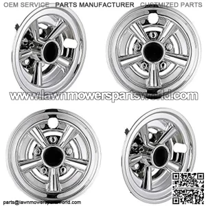 4-Pack Golf Club Cart Wheel Trim Chrome-Finished Hub Caps Fits 8" Wheels or EZGO/Club Car/Yamaha
