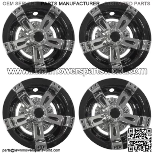 Set of 4 Golf Cart 10" Maverick Chrome and Black Wheel Covers Hub Caps