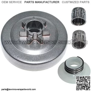 2X Clutch Drum Bearing Worm Gear Kit For Husqvarna 340 345 350 445 445E 450 450E , .325" 7T Clutch Drum, Worm Gear, Clutch Bearing, Piston Bearing