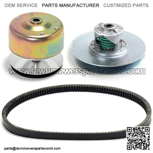 Primary Drive Driven Clutch with Belt for John Deere TX Turf or TX Turf 4X2 Gator Utility Vehicle, Replaces AM138536 AM137898, AM138649, M174026