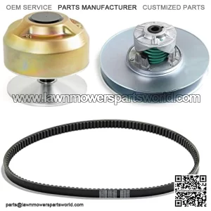 Primary Drive Driven Clutch with Belt for John Deere 4X2 Gators, 1200A Bunker and Field Vehicle, Replaces AM140985 (AM128794), AM140967, RE28721