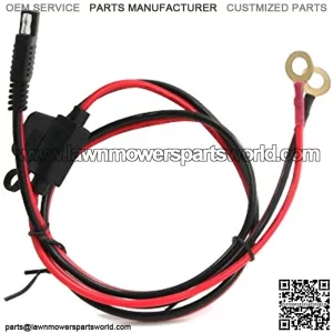 3FT 16AWG SAE to O Ring Terminal Harness 2-Pin Quick Disconnect Plug SAE Battery Extension Cable with10A Protection Fuse for Motorcycle Cars