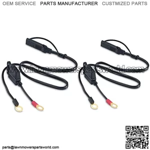 Motorcycle Solar SAE Quick Disconnect Extension Cable Adapter, Ring Terminal Harness with Black Fused 2-Pin Quick Disconnect Plug to Solar Panel, Power Supply, Motorcycle/Motorbike/Car (2pcs)