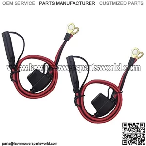 Ring Terminal Harness Wiring 2-Pin Quick Disconnect Plug SAE Battery Extension Cable 12V- 24V With10A Fused 2 Feet 16AWG Gauge Copper Wire for Motorcycle (2 Pack)