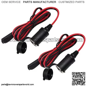 SAE to Motorcycle Female Cigarette Lighter Socket - 12V-24V Bike Power Extension Cable 6FT SAE 2 Pin Quick Release Connect Disconnect Plug 16AWG Heavy Duty Extension Cord (2 PACK)