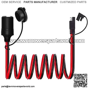 SAE to 12V Motorcycle Female Cigarette Lighter Socket Adapter Cable with SAE 2 Pin Quick Release Disconnect Connector Plug, 14 AWG Heavy Duty Extension Cable - 5ft/1.5m with Dust Cap