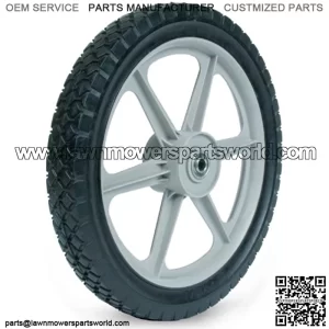 Martin Wheel PLSP14D175 14 by 1.75-Inch Plastic Spoke Semi-Pneumatic Wheel for Lawn Mower, 1/2-Inch Ball Bearing, 2-3/8-Inch Centered Hub, Diamond Tread