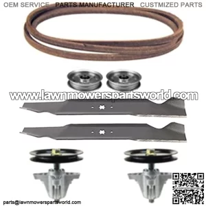 Sears  LT2500 PYT9000 46" Mower Deck Parts Rebuild Kit Spindle Assemblies Blades Belt Idler Pulleys
