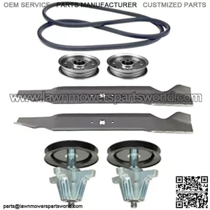 Troy-Bilt Mower Deck Parts Rebuild Kit Spindle Assemblies Blades Belt Idler Pulleys