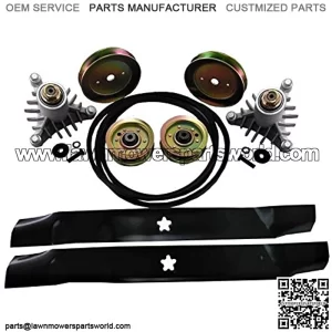 42 Inch Mower Deck Rebuild Kit Spindle Pulleys Belt Blades Replaces 130794, 134149, 144959, 173437, 131494 Sears