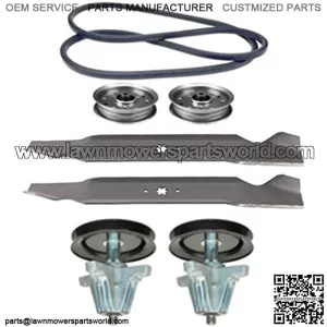 42" Mower Deck Parts Rebuild Kit Spindle Assemblies Blades Belt Idler Pulleys