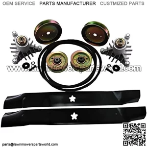 42 Inch Mower Deck Rebuild Kit Spindle Pulleys Belt Blades Replaces 130794, 134149, 144959, 173437, 131494 Sears Craftsman